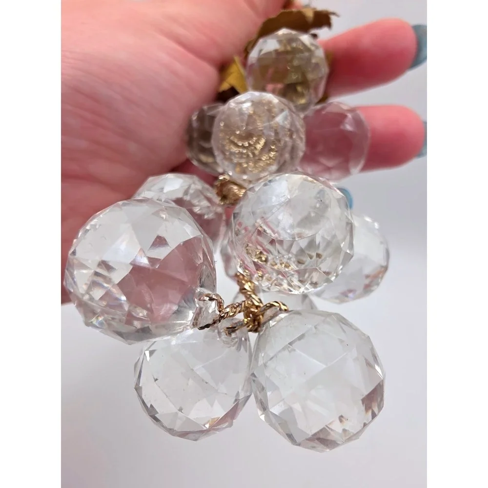 Unbranded Faceted Glass Grape Cluster MCM Clear Fair Vintage Decorative Accent